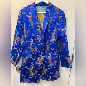 Elegant Blue Dragon Pattern Blazer/Dress